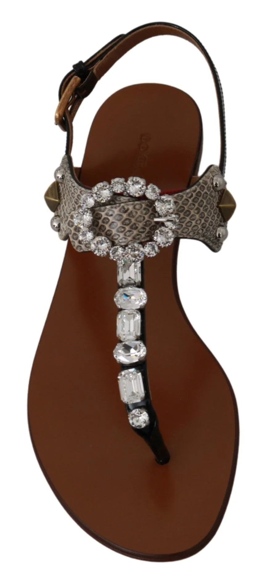 Dolce & Gabbana Leather Ayers Crystal Sandals Flip Flops Shoes - Sandals