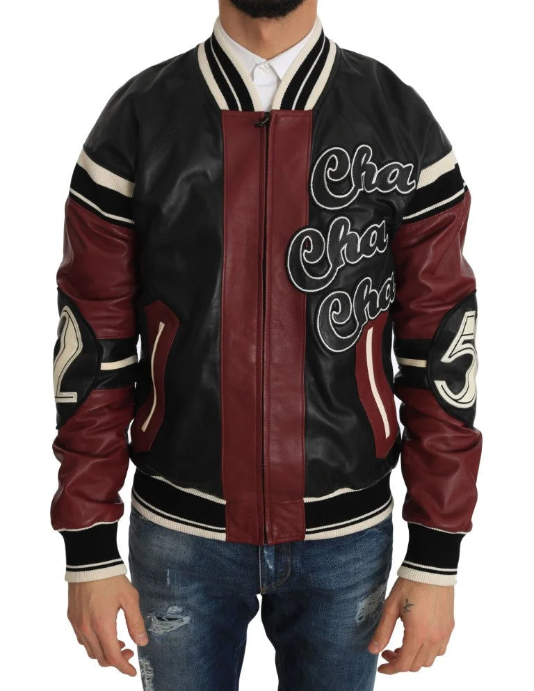 Dolce & Gabbana Leather Club Lounge Black Red Jacket - IT44 | XS - Bomber Jackets