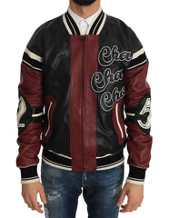 Dolce & Gabbana Leather Club Lounge Black Red Jacket - IT44 | XS - Bomber Jackets