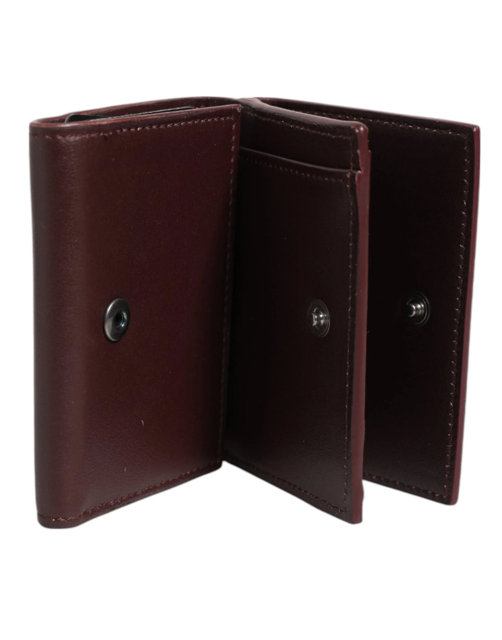 Dolce & Gabbana Leather Embossed Logo Trifold Men Card Holder Dark Brown - Card Cases