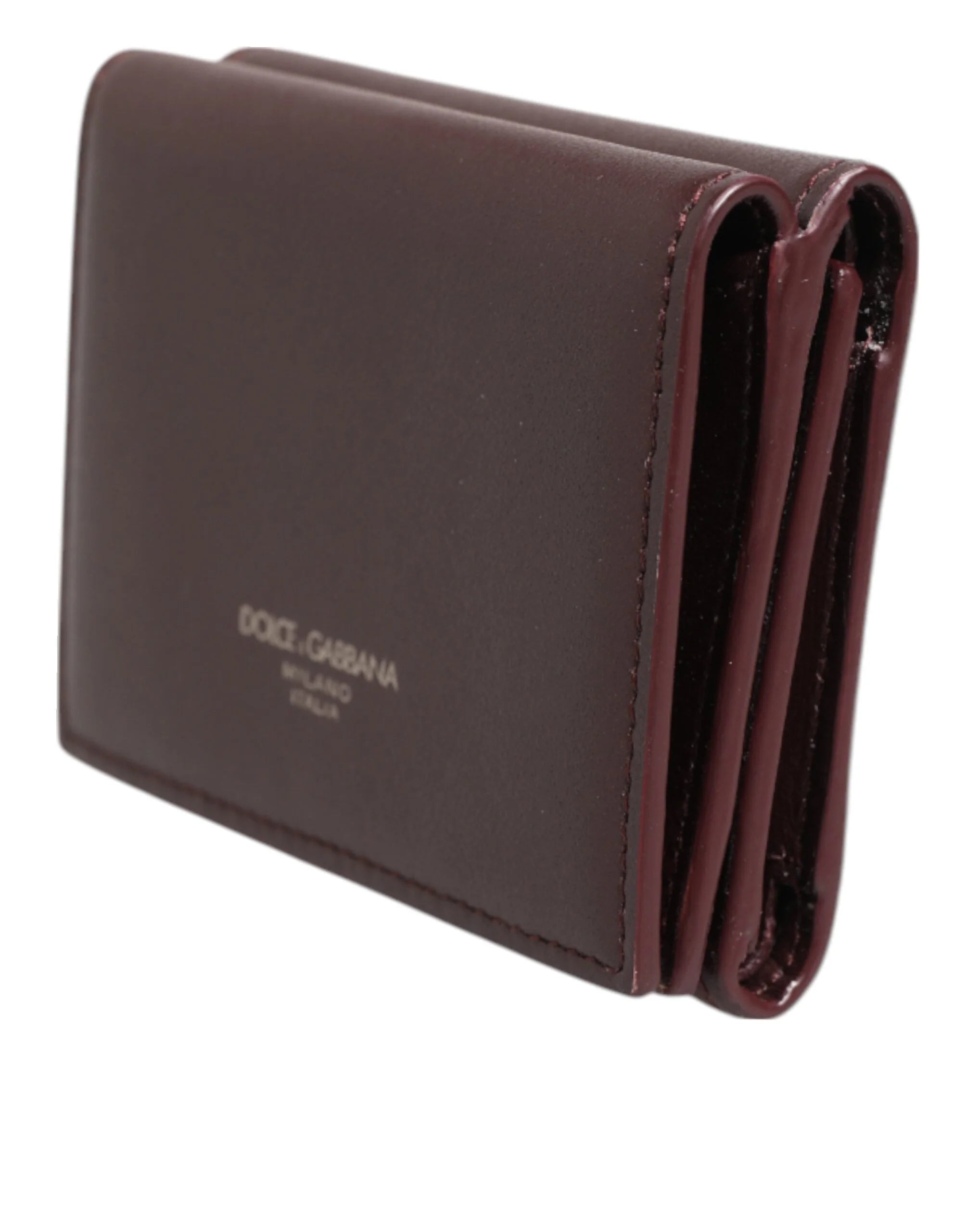 Dolce & Gabbana Leather Embossed Logo Trifold Men Card Holder Dark Brown - Card Cases