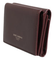 Dolce & Gabbana Leather Embossed Logo Trifold Men Card Holder Dark Brown - Card Cases