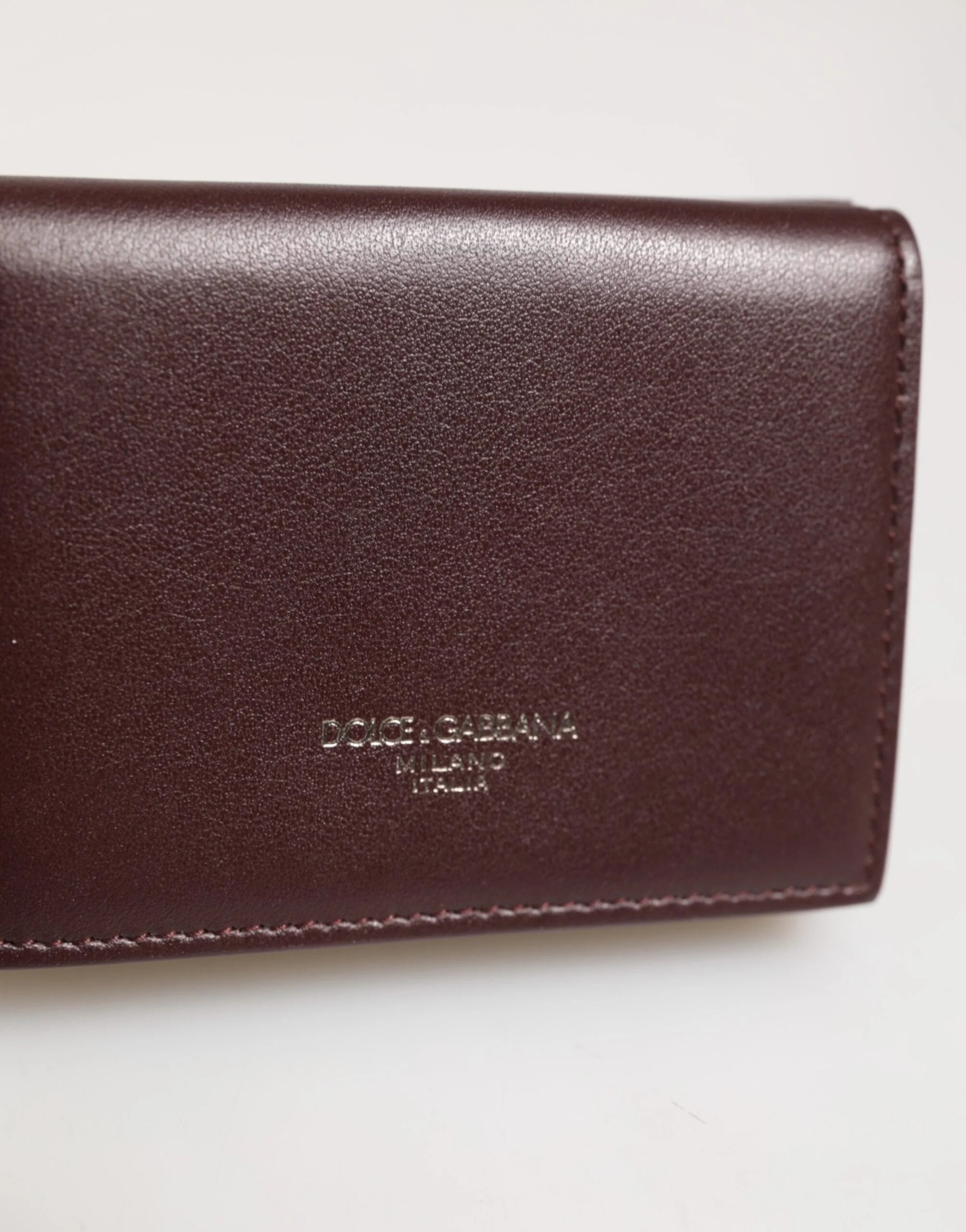Dolce & Gabbana Leather Embossed Logo Trifold Men Card Holder Dark Brown - Card Cases