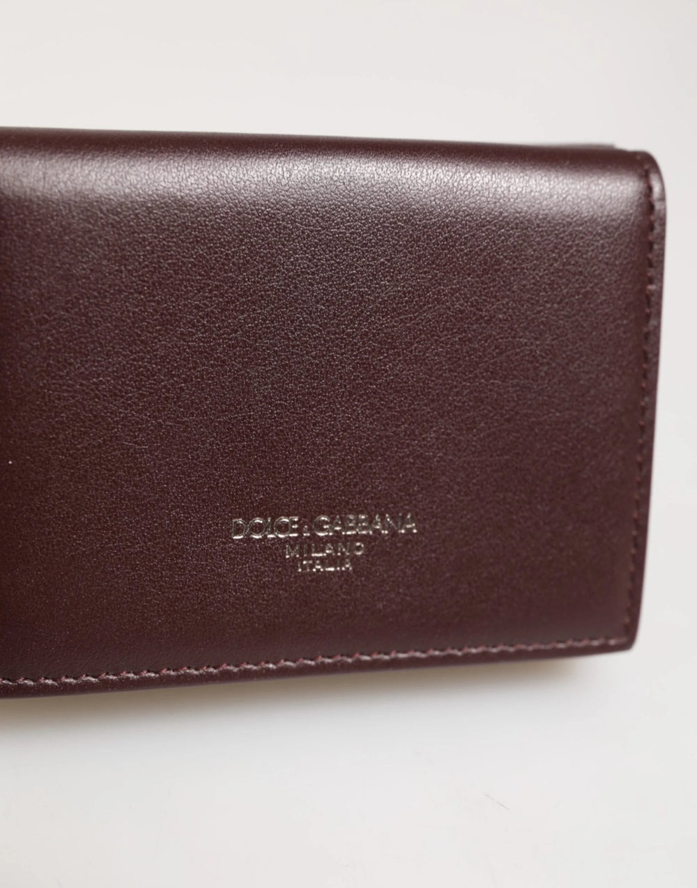 Dolce & Gabbana Leather Embossed Logo Trifold Men Card Holder Dark Brown - Card Cases