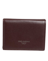 Dolce & Gabbana Leather Embossed Logo Trifold Men Card Holder Dark Brown - Card Cases