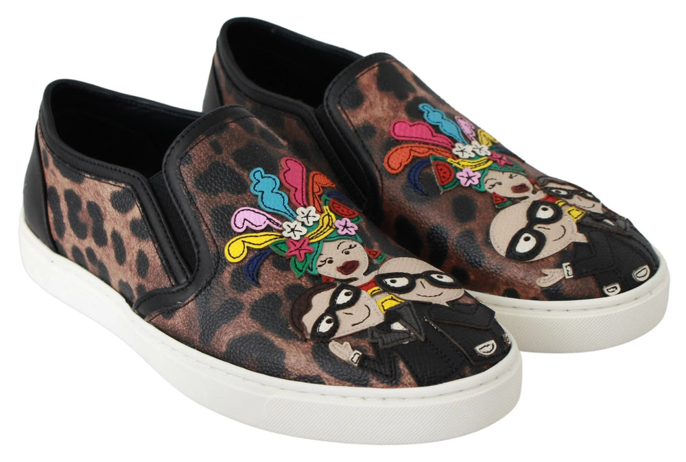 Dolce & Gabbana Leather Leopard #dgfamily Loafers Shoes - Sneakers