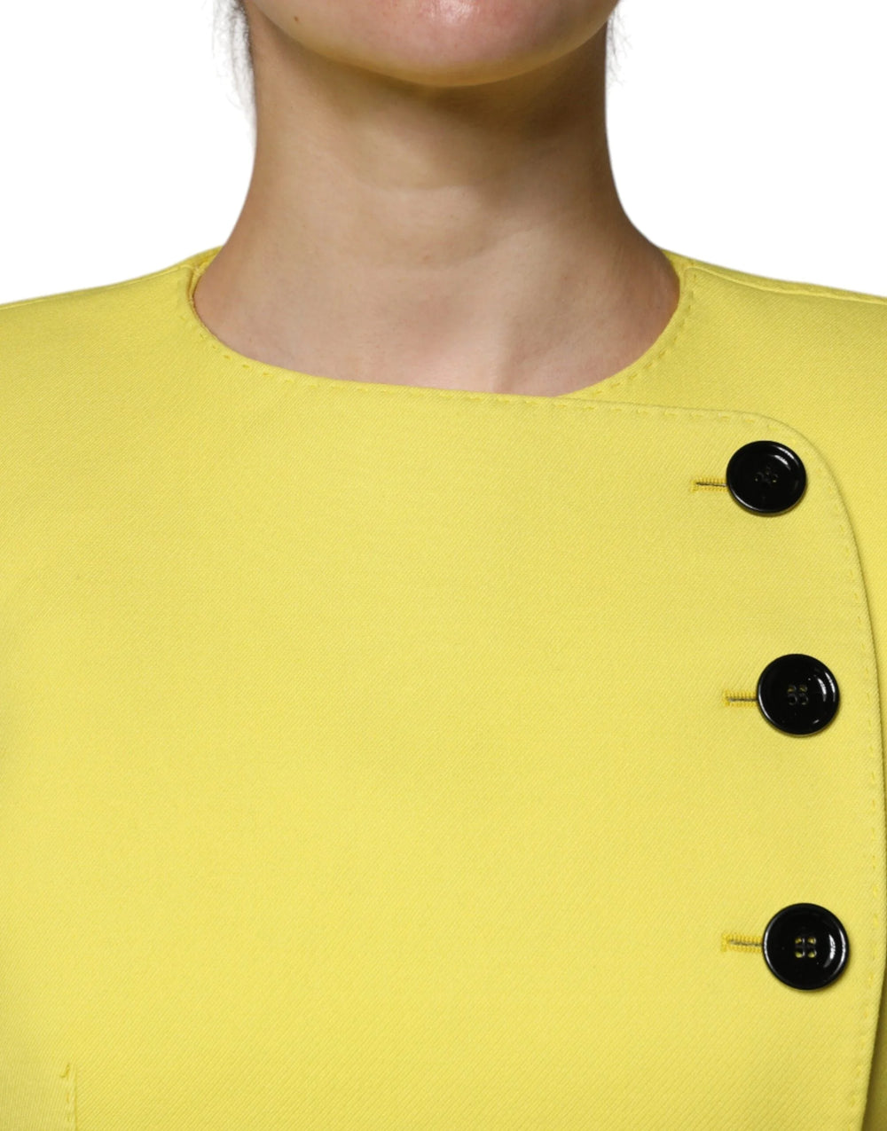 Dolce & Gabbana Lemon Yellow Wool Long Sleeves Cropped Coat Jacket - Bolero Jackets