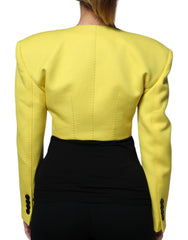 Dolce & Gabbana Lemon Yellow Wool Long Sleeves Cropped Coat Jacket - Bolero Jackets
