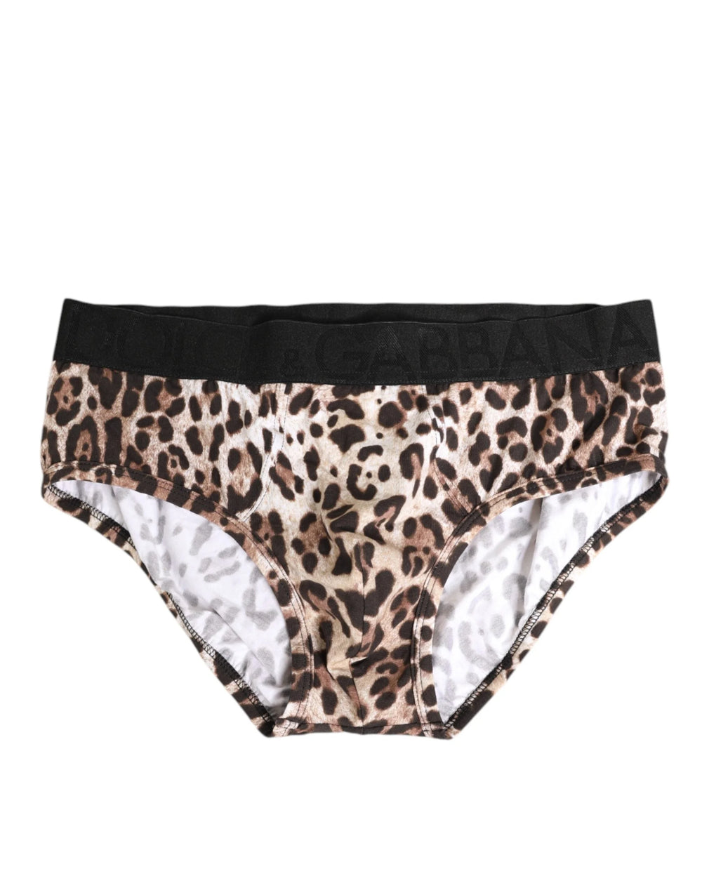Dolce & Gabbana Leopard Print Black Waistband Cotton Underwear - IT4 | L - Briefs