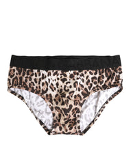 Dolce & Gabbana Leopard Print Black Waistband Cotton Underwear - IT4 | L