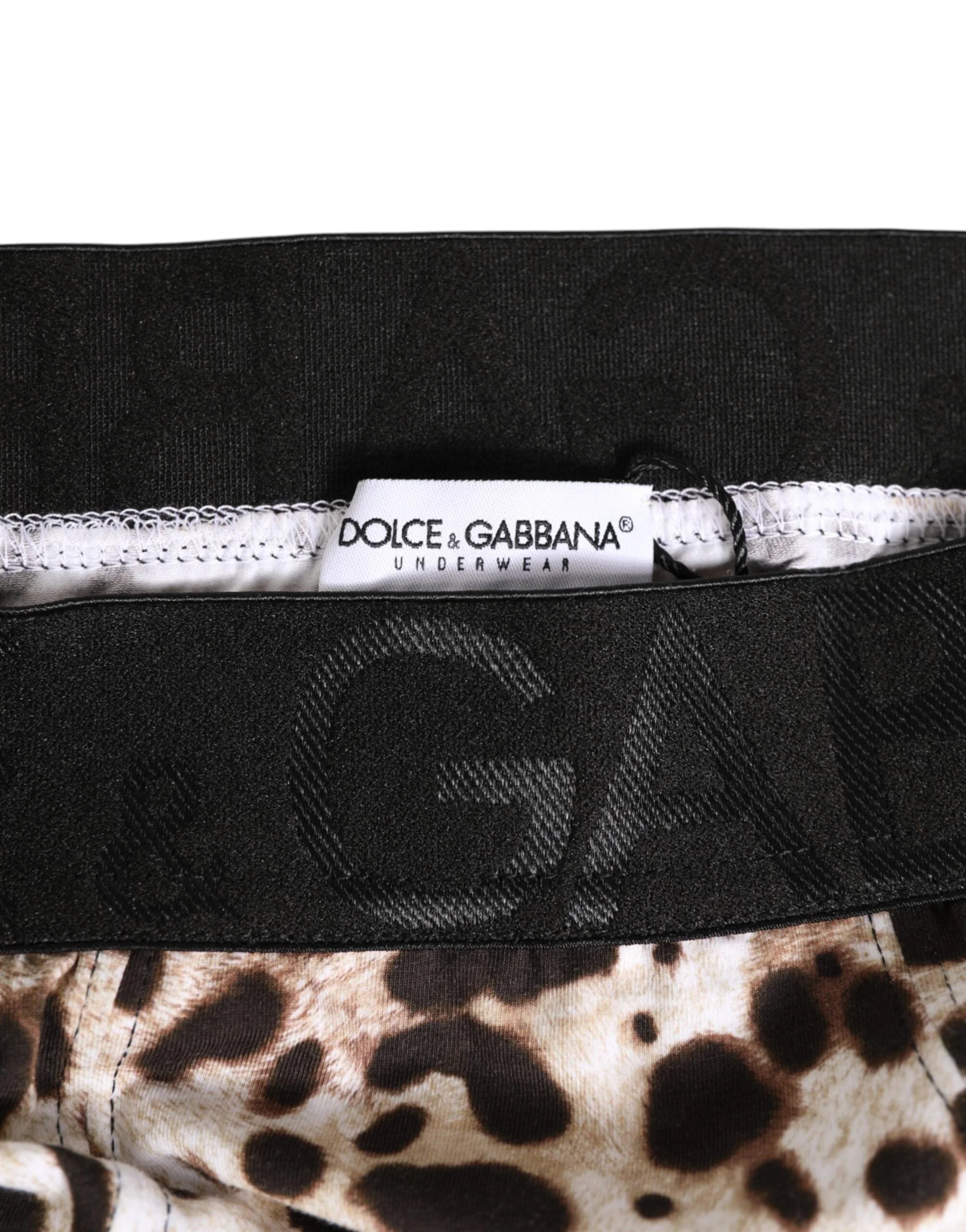 Dolce & Gabbana Leopard Print Black Waistband Cotton Underwear - IT4 | L
