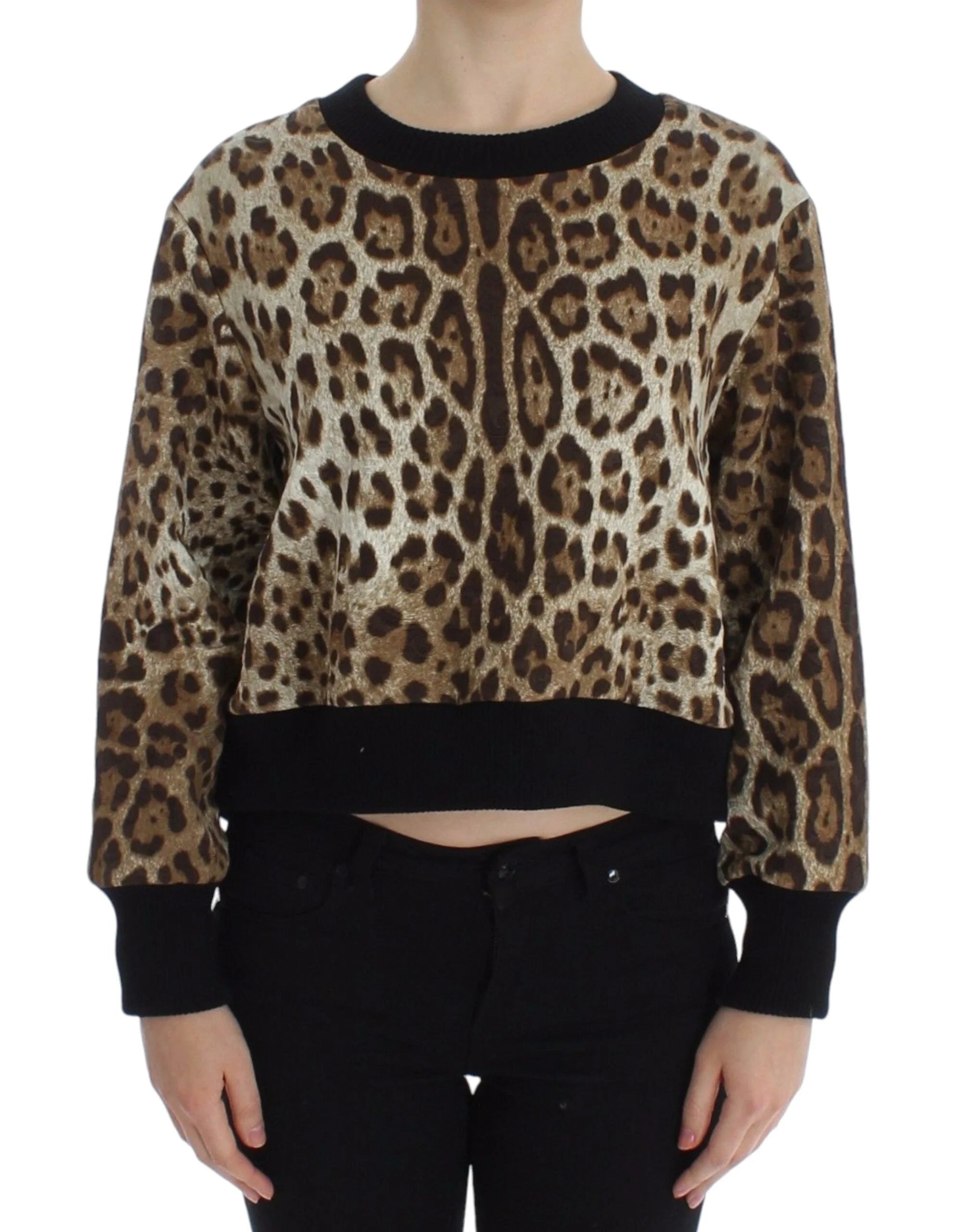 Dolce & Gabbana Leopard Print Crewneck Short Sweater - IT44|L - Sweaters