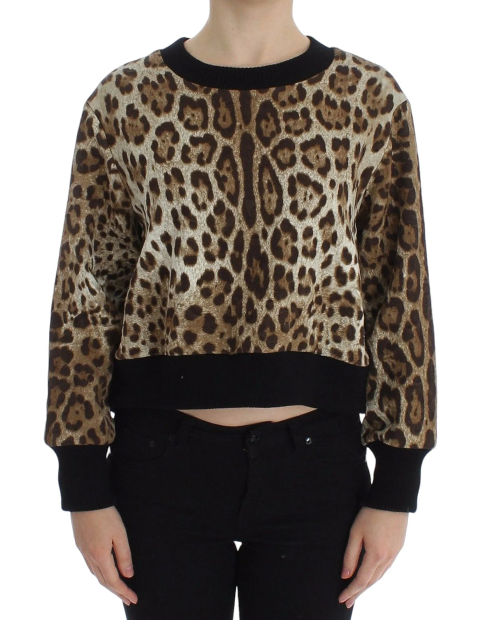 Dolce & Gabbana Leopard Print Crewneck Short Sweater - IT44|L - Sweaters