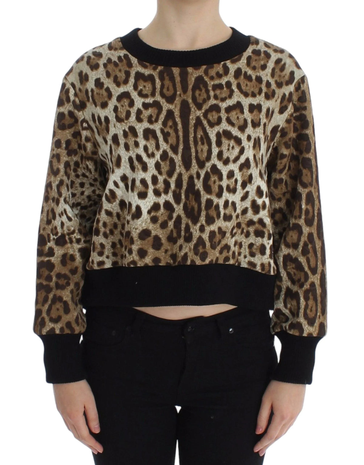 Dolce & Gabbana Leopard Print Crewneck Short Sweater - IT44|L - Sweaters