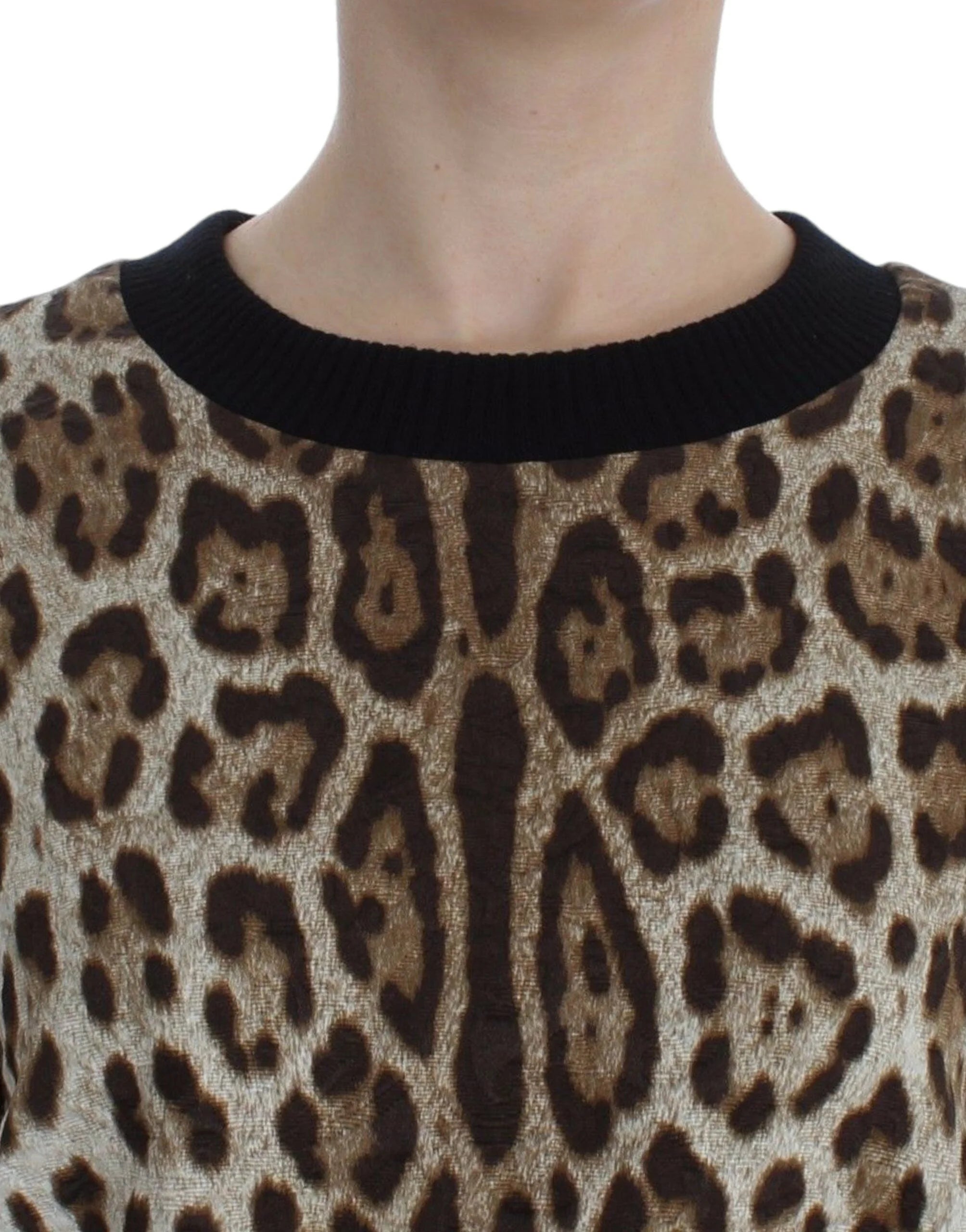 Dolce & Gabbana Leopard Print Crewneck Short Sweater - IT44|L - Sweaters
