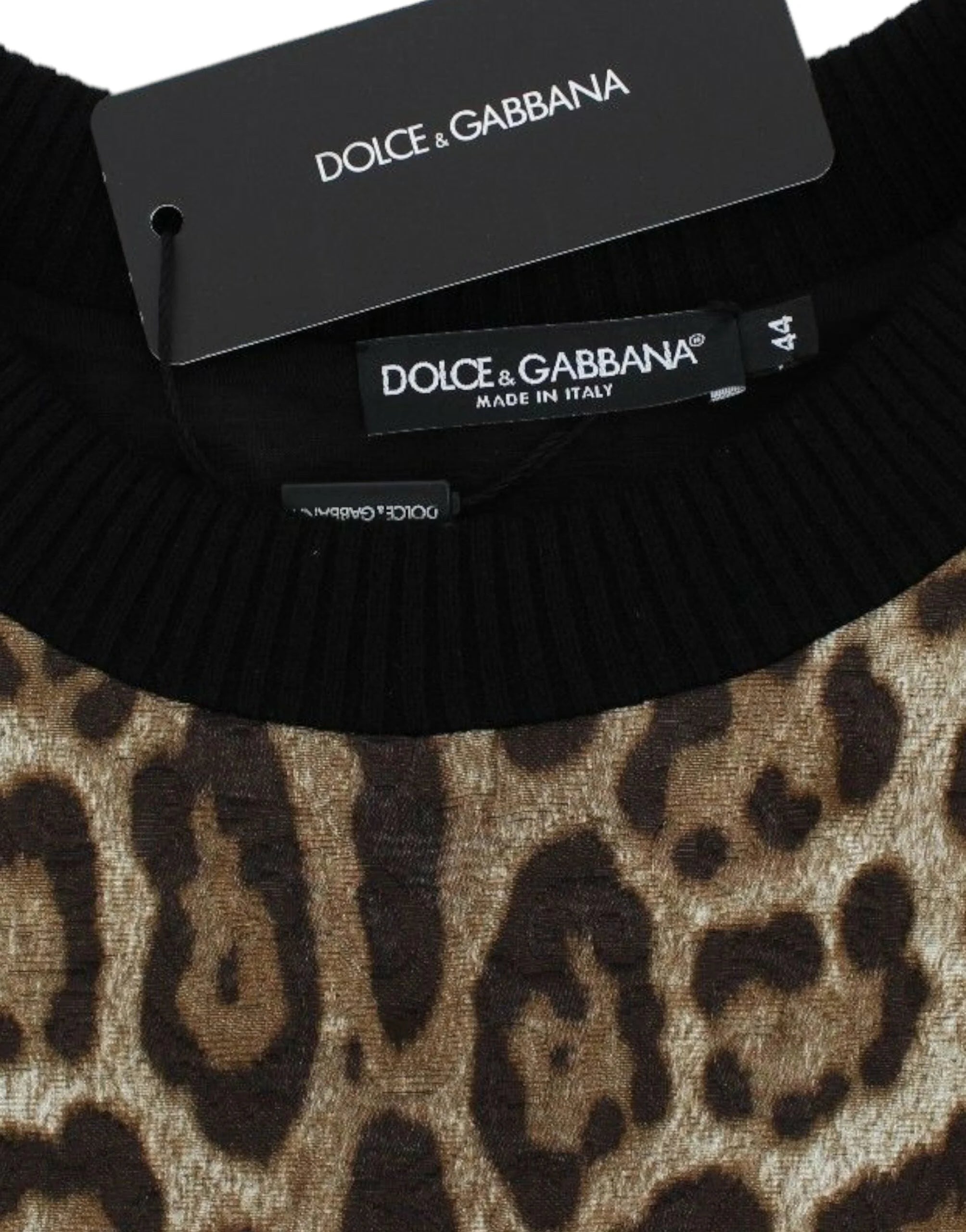 Dolce & Gabbana Leopard Print Crewneck Short Sweater - IT44|L - Sweaters