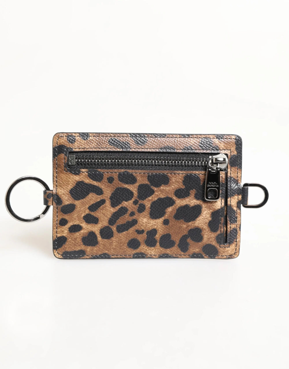 Dolce & Gabbana Leopard Print Leather Embossed Lanyard Card Holder Wallet - Card Cases