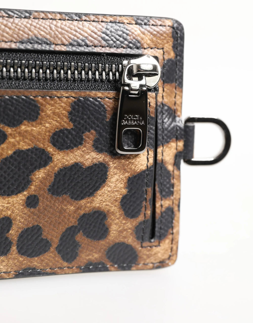 Dolce & Gabbana Leopard Print Leather Embossed Lanyard Card Holder Wallet - Card Cases