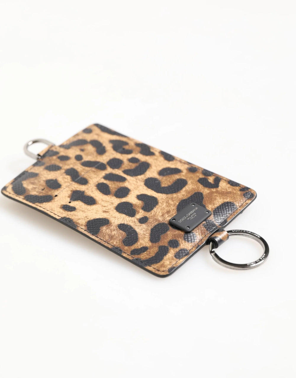 Dolce & Gabbana Leopard Print Leather Embossed Lanyard Card Holder Wallet - Card Cases