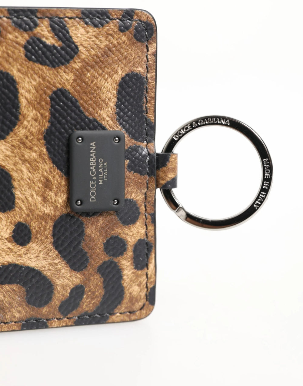 Dolce & Gabbana Leopard Print Leather Embossed Lanyard Card Holder Wallet - Card Cases