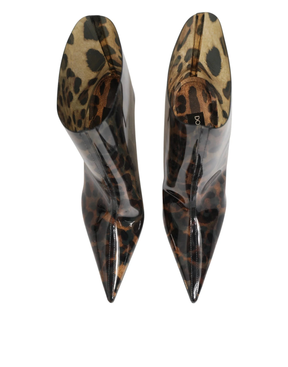 Dolce & Gabbana Leopard Print PVC Pointed Toe Boots Shoes - EU39/US8.5
