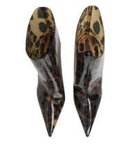 Dolce & Gabbana Leopard Print PVC Pointed Toe Boots Shoes - EU39/US8.5