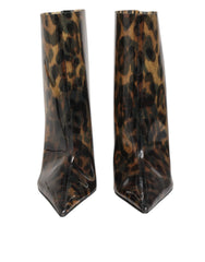 Dolce & Gabbana Leopard Print PVC Pointed Toe Boots Shoes - EU39/US8.5
