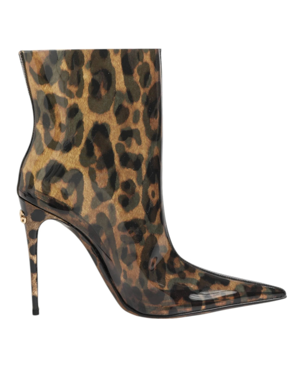 Dolce & Gabbana Leopard Print PVC Pointed Toe Boots Shoes - EU39/US8.5