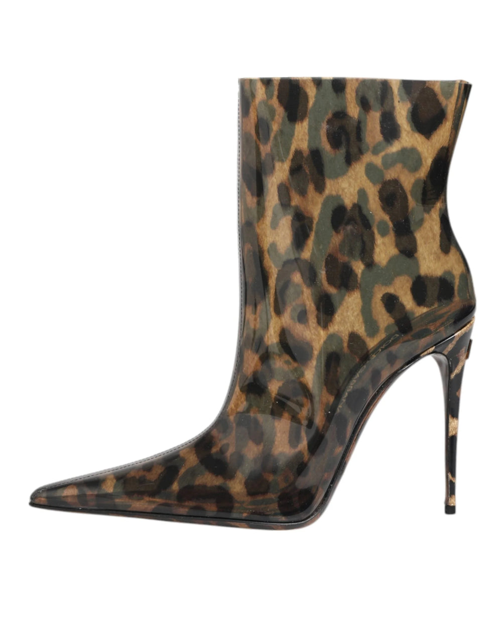 Dolce & Gabbana Leopard Print PVC Pointed Toe Boots Shoes - EU39/US8.5