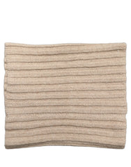 Dolce & Gabbana Light Beige Ribbed Knit Neck Warmer Scarf