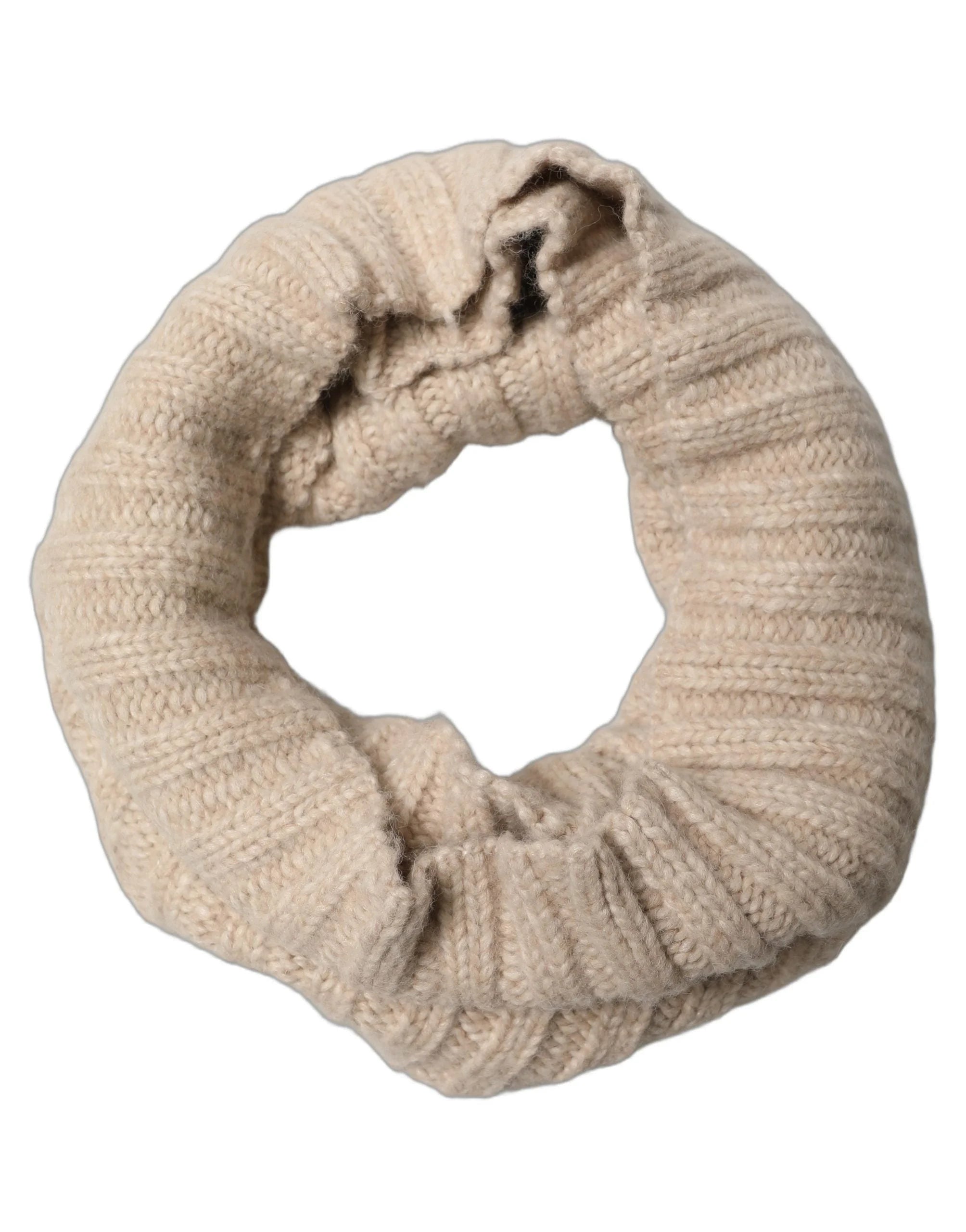 Dolce & Gabbana Light Beige Ribbed Knit Neck Warmer Scarf