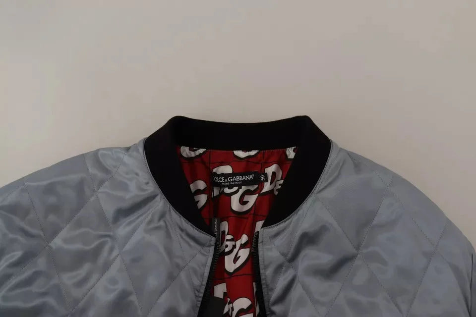 Dolce & Gabbana Light Blue Bomber Coat Men Jacket - IT50 | L