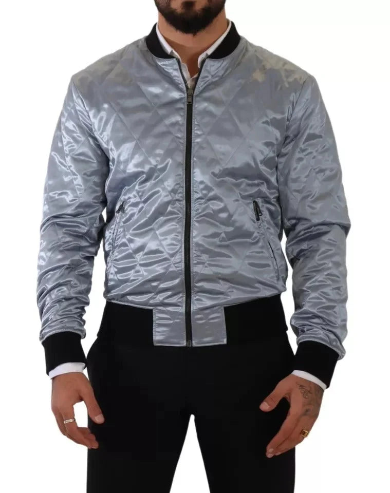 Dolce & Gabbana Light Blue Bomber Coat Men Jacket - IT50 | L - Bomber Jackets