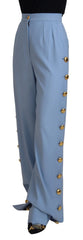 Dolce & Gabbana Light Blue Button Wide Leg Pants - IT40|S - Trousers