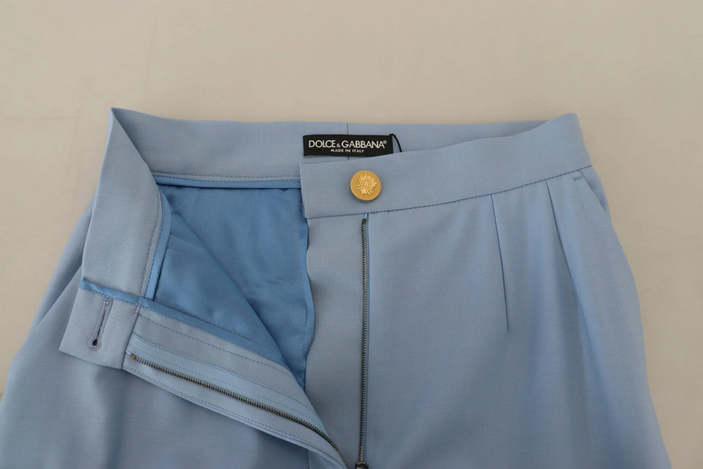 Dolce & Gabbana Light Blue Button Wide Leg Pants - IT40|S - Trousers