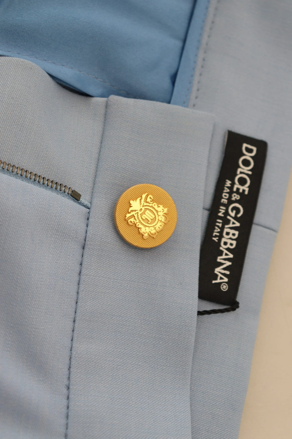 Dolce & Gabbana Light Blue Button Wide Leg Pants - IT40|S - Trousers