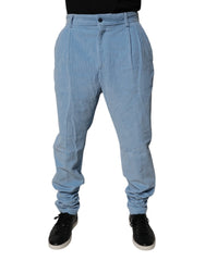 Dolce & Gabbana Light Blue Corduroy Cotton Skinny Denim Jeans - IT50 | L - Jeans