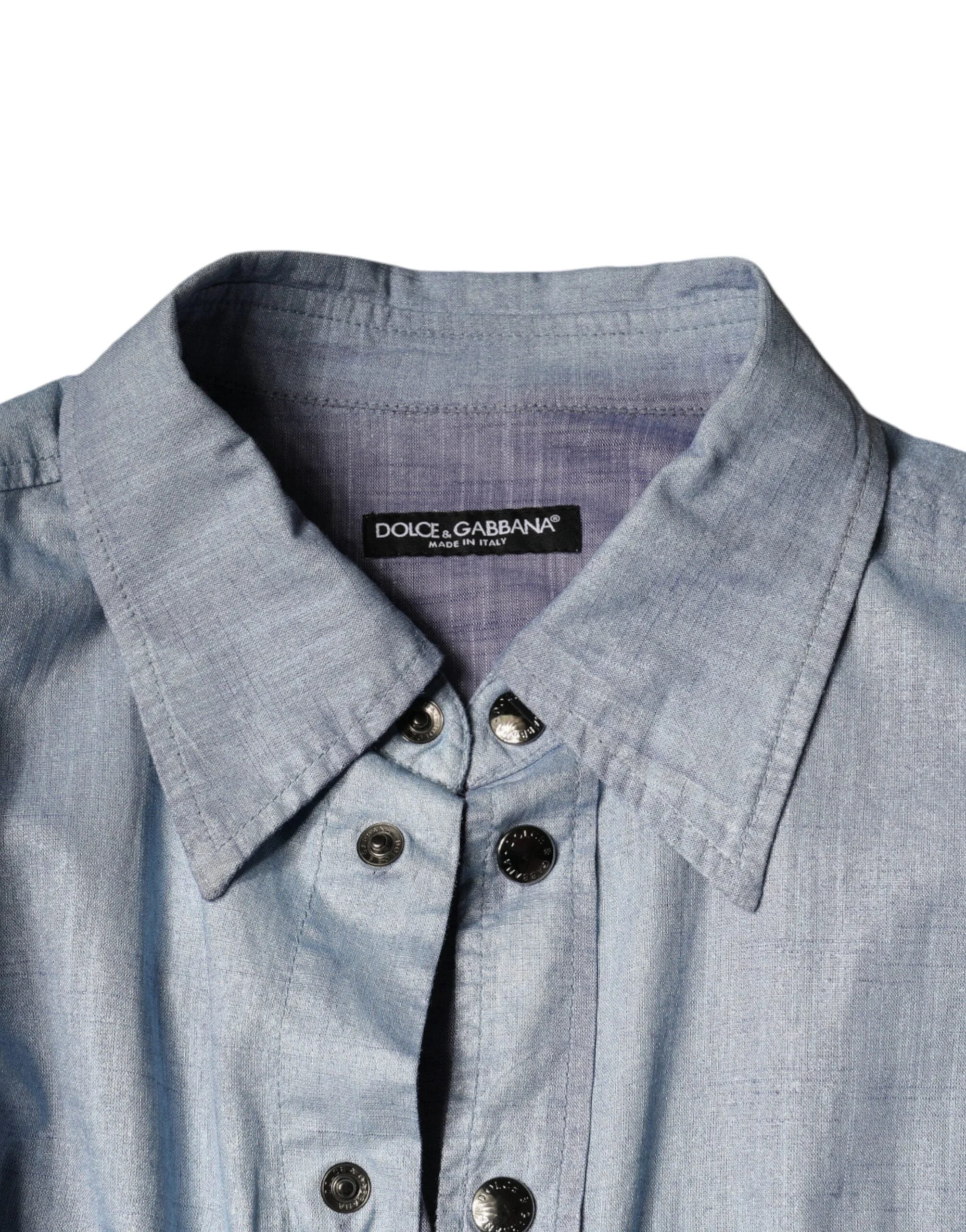 Dolce & Gabbana Light Blue Cotton Button Down Casual Shirt - IT39 | S - Shirts
