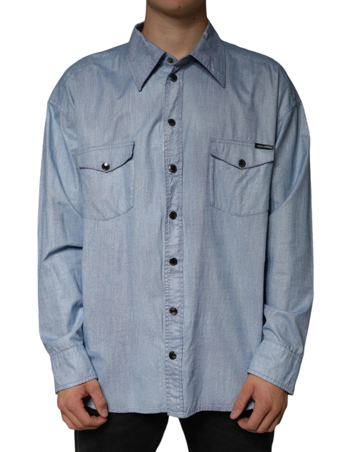Dolce & Gabbana Light Blue Cotton Button Down Casual Shirt - IT39 | S - Shirts