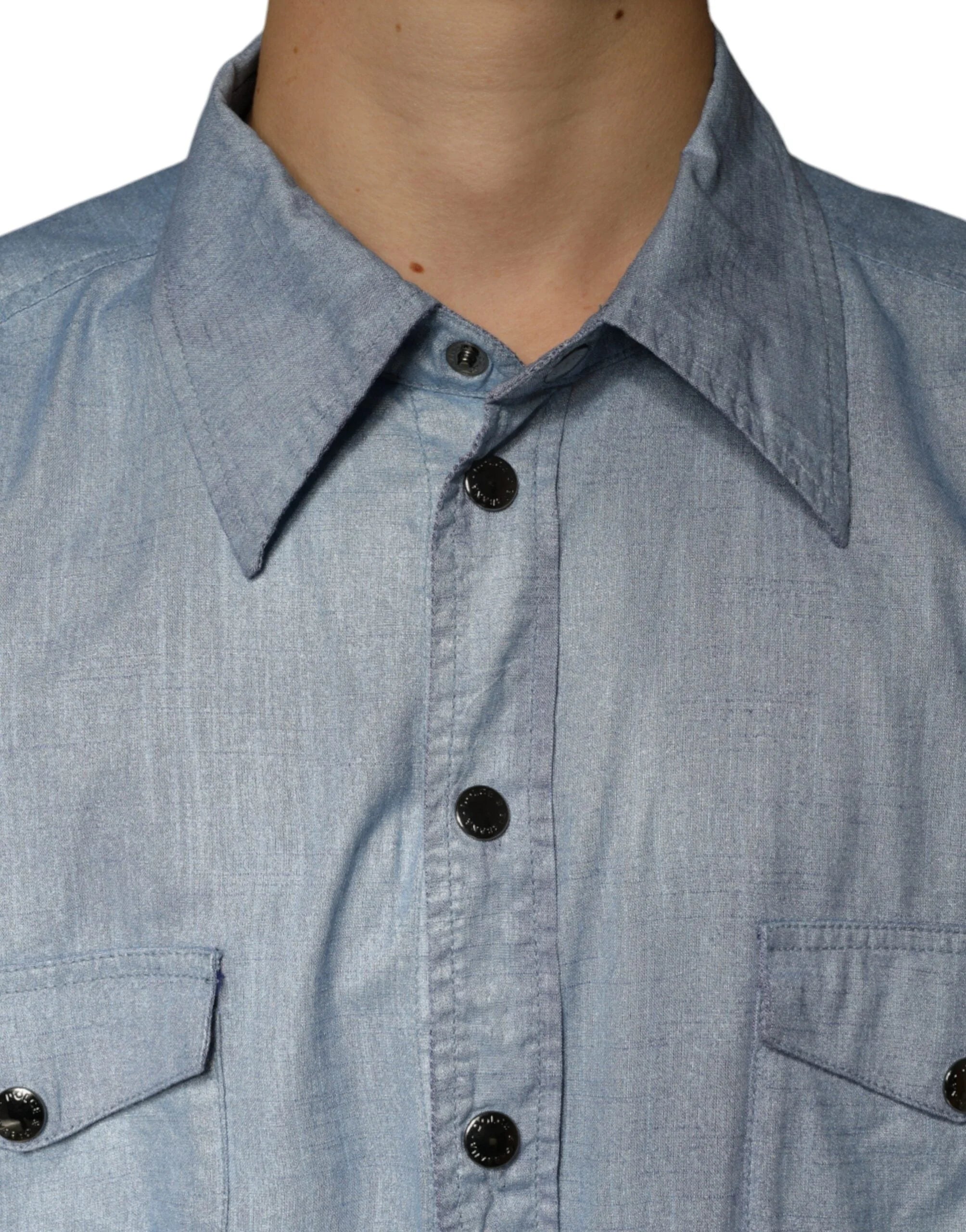 Dolce & Gabbana Light Blue Cotton Button Down Casual Shirt - IT39 | S - Shirts