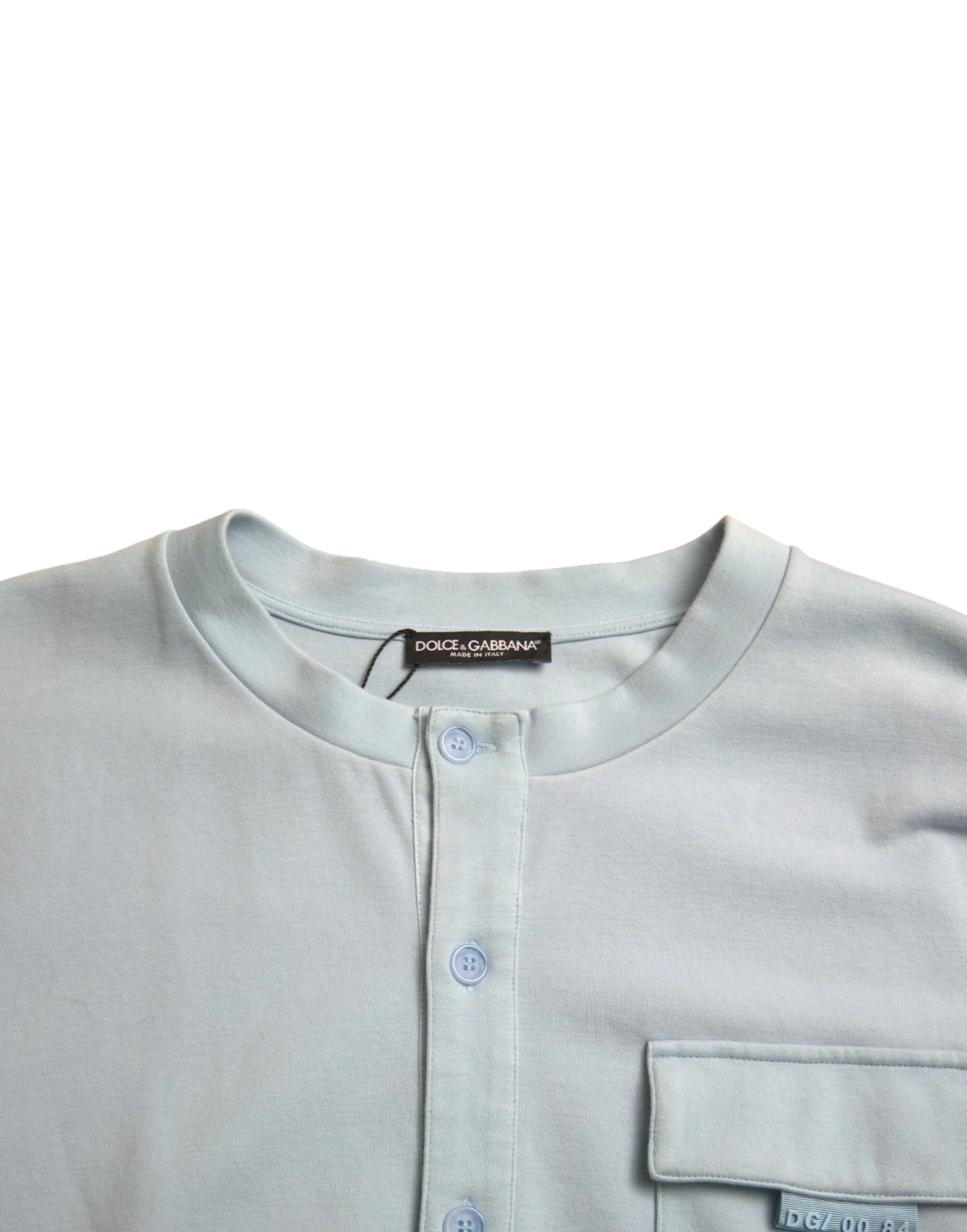 Dolce & Gabbana Light Blue Cotton Buttoned Pullover Sweater - IT48 | M - Sweaters