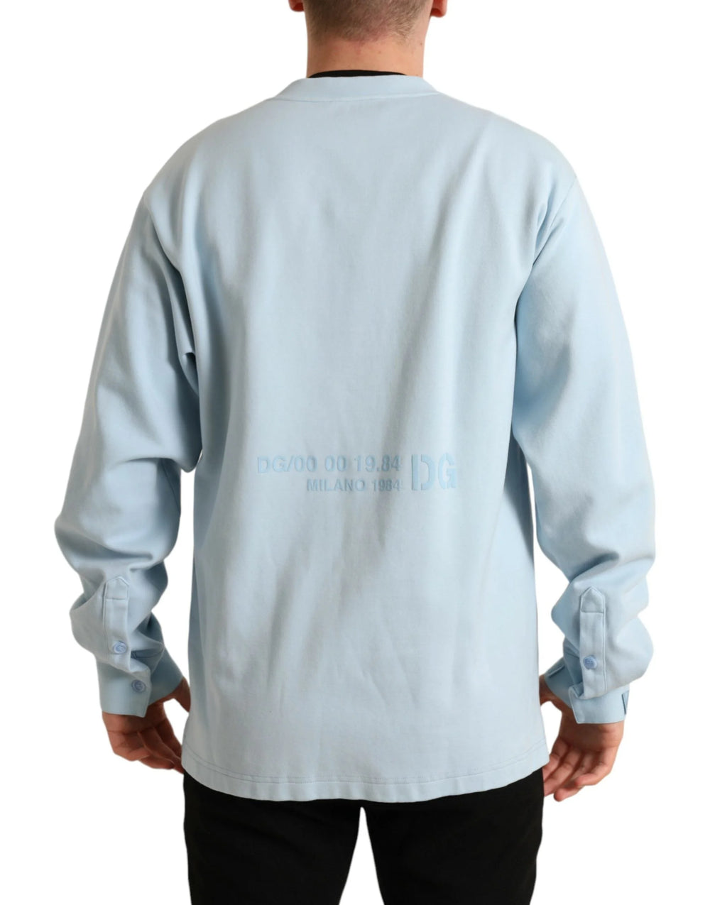 Dolce & Gabbana Light Blue Cotton Buttoned Pullover Sweater - IT48 | M - Sweaters