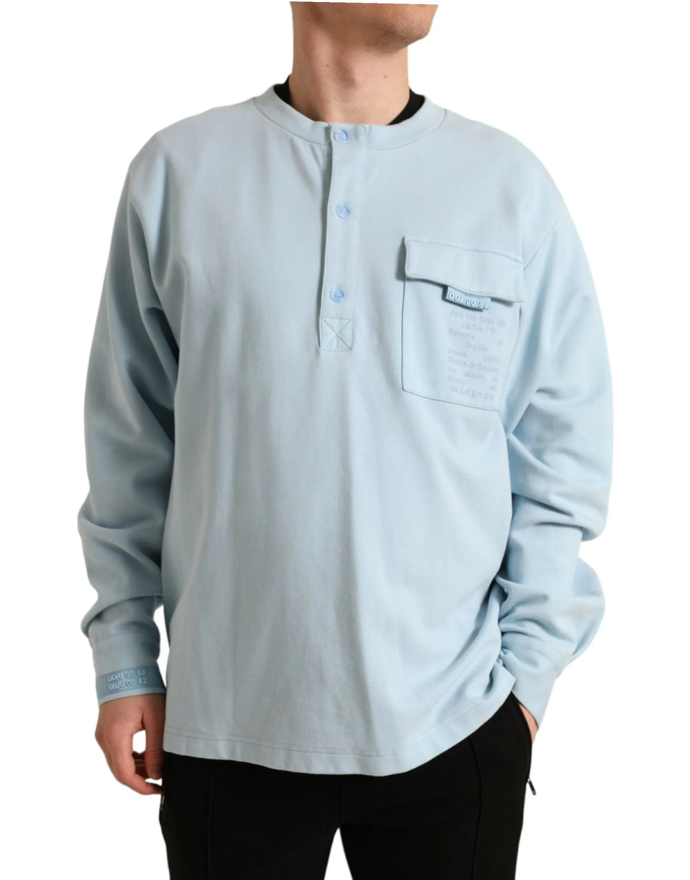 Dolce & Gabbana Light Blue Cotton Buttoned Pullover Sweater - IT48 | M - Sweaters