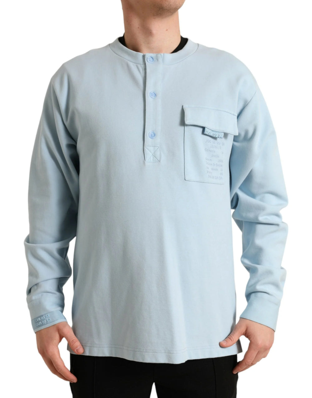Dolce & Gabbana Light Blue Cotton Buttoned Pullover Sweater - IT48 | M - Sweaters