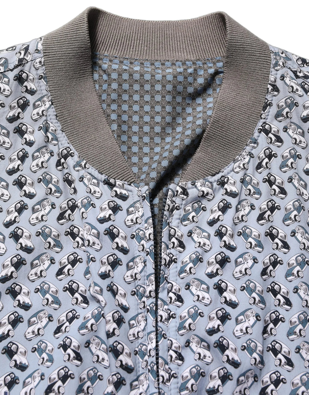Dolce & Gabbana Light Blue Cotton Car Print Bomber Jacket
