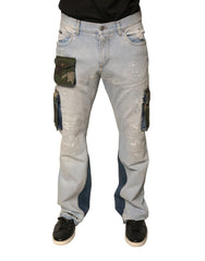 Dolce & Gabbana Light Blue Cotton Cargo Straight Denim Jeans - IT48 | M - Jeans