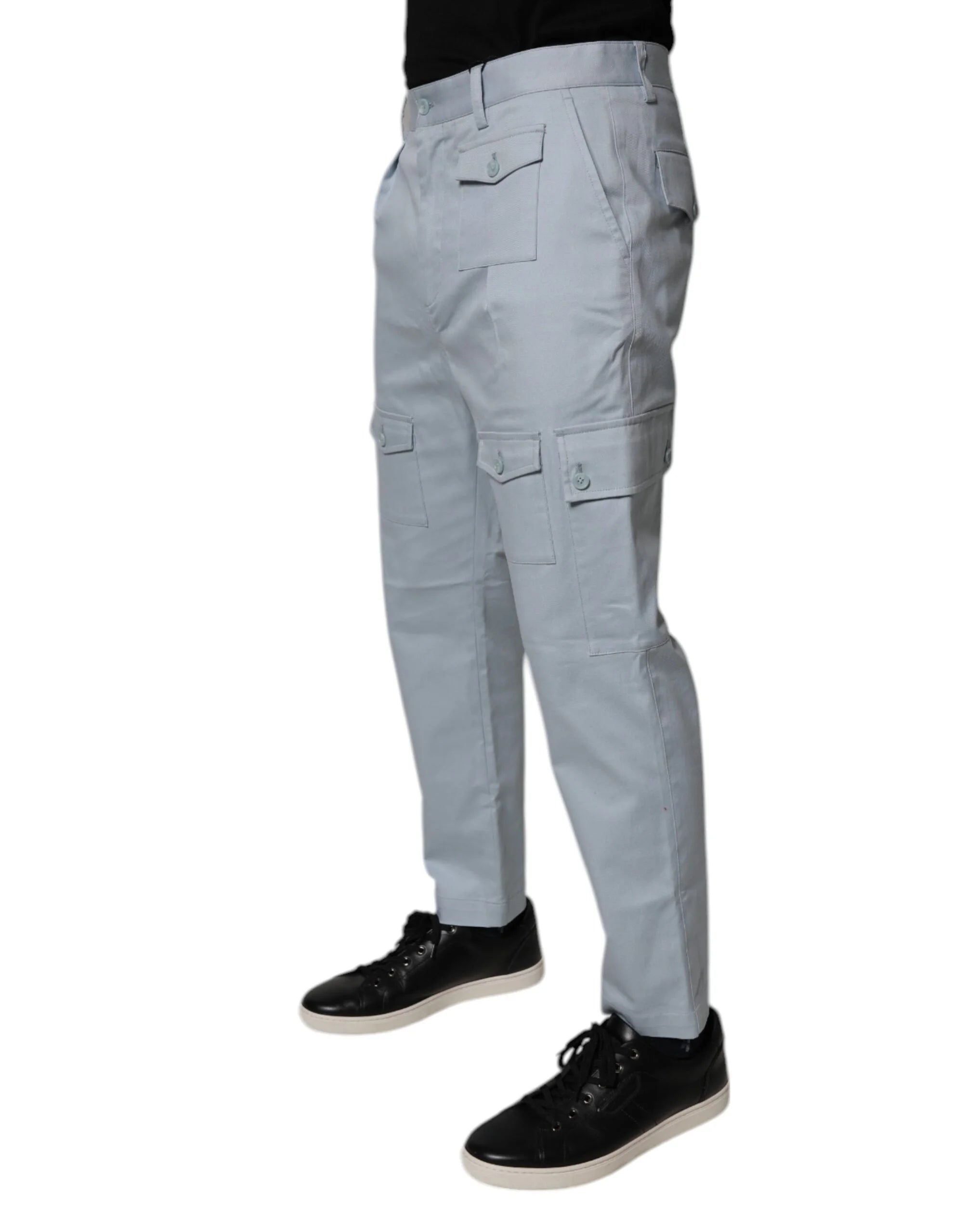Dolce & Gabbana Light Blue Cotton Cargo Tapered Pants - IT48 | M - Cargo Pants