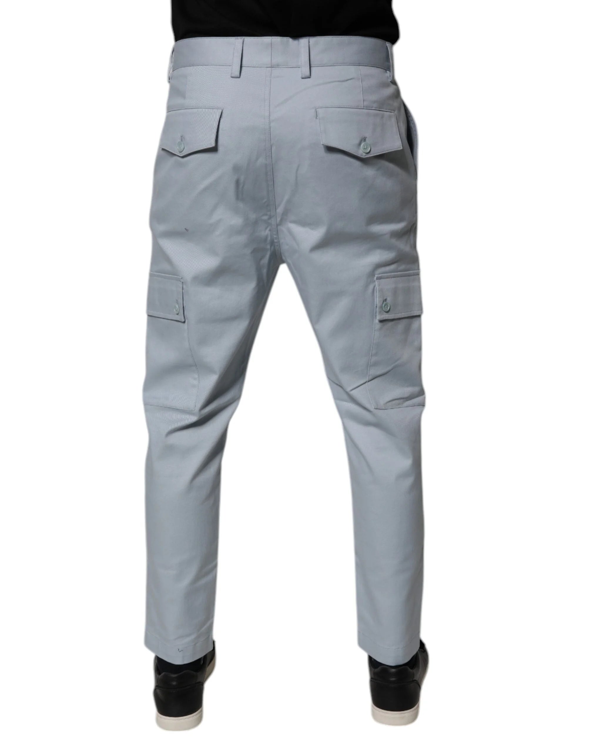 Dolce & Gabbana Light Blue Cotton Cargo Tapered Pants - IT48 | M - Cargo Pants