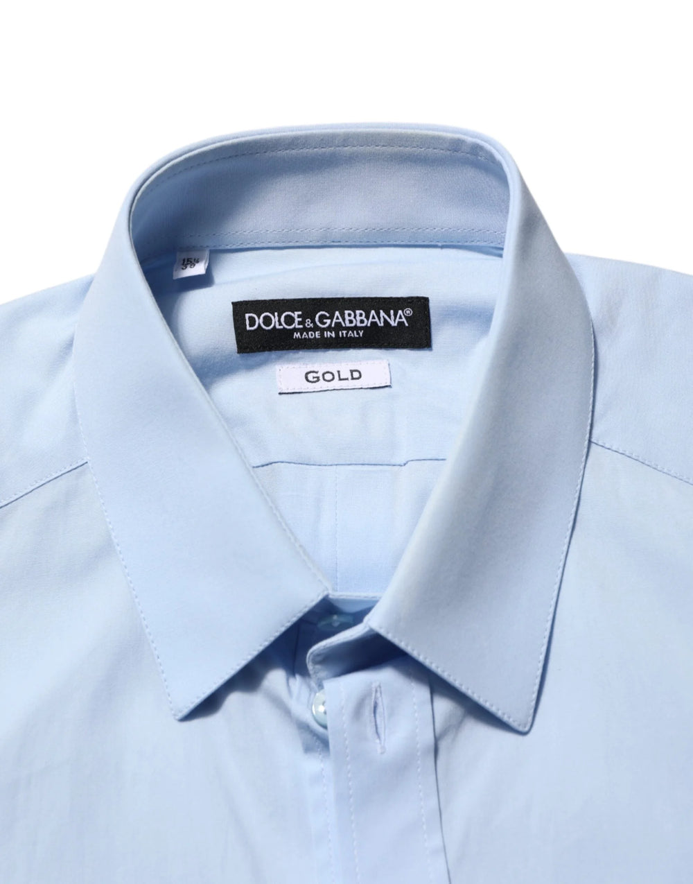 Dolce & Gabbana Light Blue Cotton GOLD Formal Men Dress Shirt - IT39 | S - Shirts