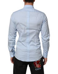 Dolce & Gabbana Light Blue Cotton GOLD Formal Men Dress Shirt - IT39 | S - Shirts